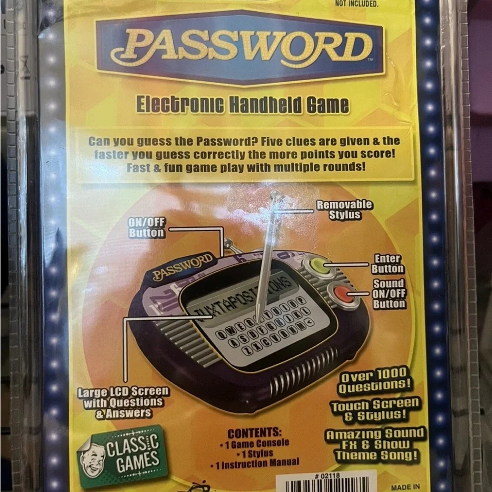 Password Classic Games Handheld Electronic Game Console/Stylus 2008 New Sealed
